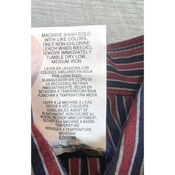 Vintage Wrangler Pearl Snap Long Sleeves Men's Size Large Red Blue Striped - Picture 3 of 7